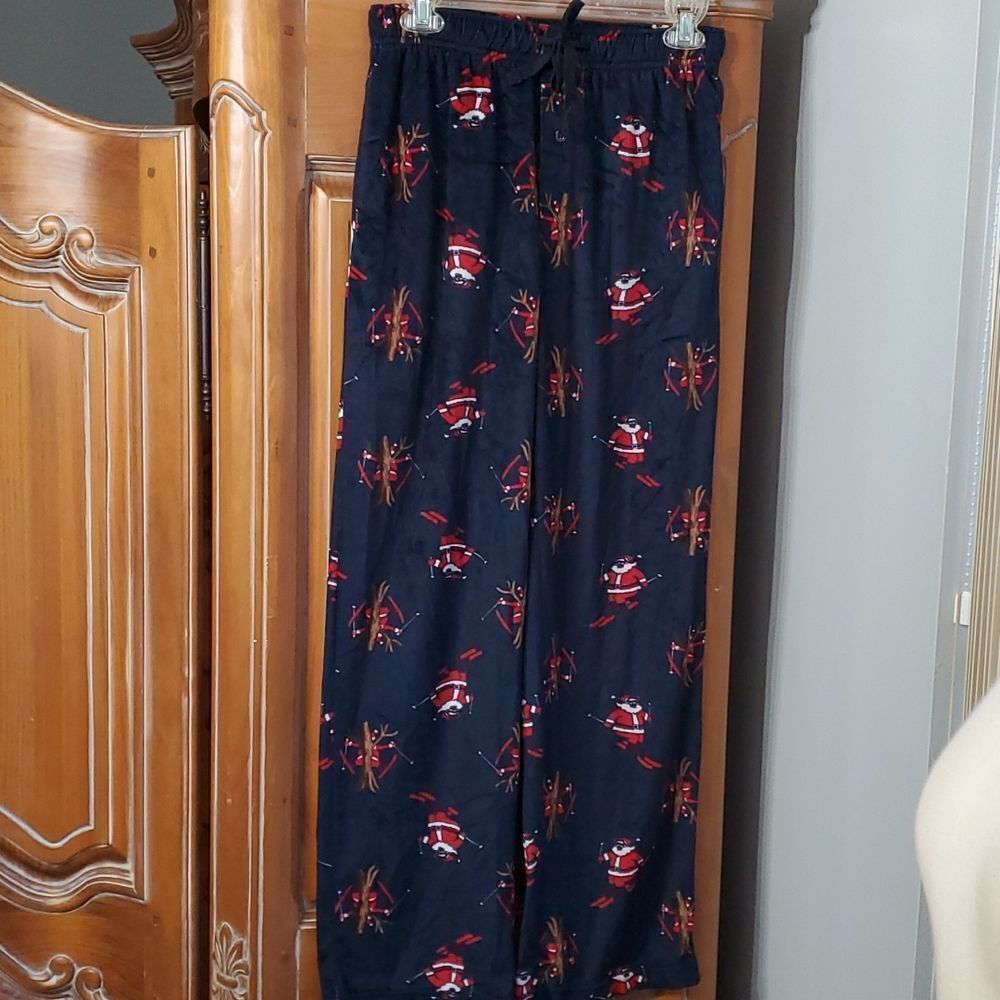 Christmas lounge pants, or PJ'S.  Size S. Navy with 🎅 Just in time‎ for w